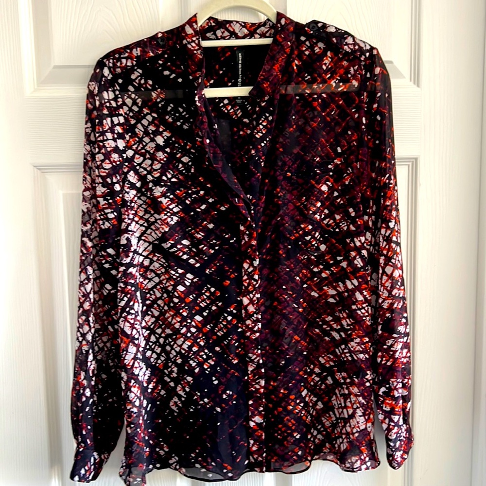 Sheer black button down